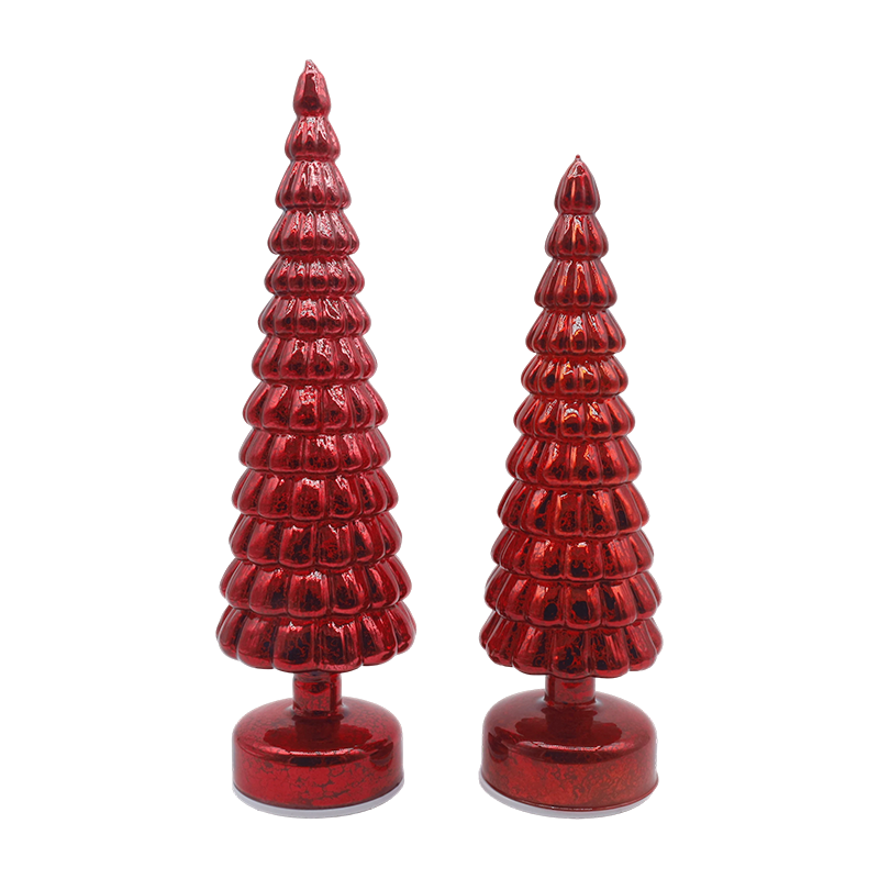 10 × 38 และ 10 × 33 ซม. LED Light Up หมุนคริสต์มาสแก้วเครื่องประดับโต๊ะต้นไม้