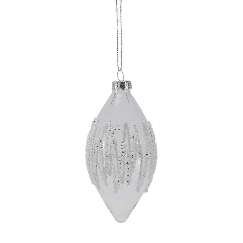 8 ซม.Icicle Beaded Clear Christmas Glass Ball เครื่องประดับ (เดี่ยว/ชุด 3)