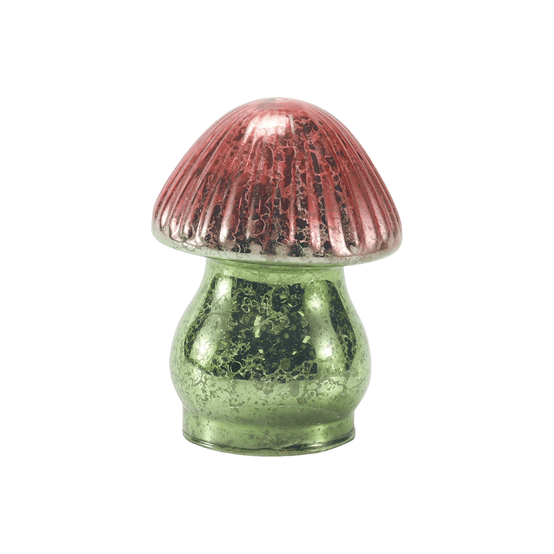 เครื่องประดับเห็ดแก้วปรอทยางไล่ระดับสีแดง-เขียวพร้อมการตกแต่ง LED