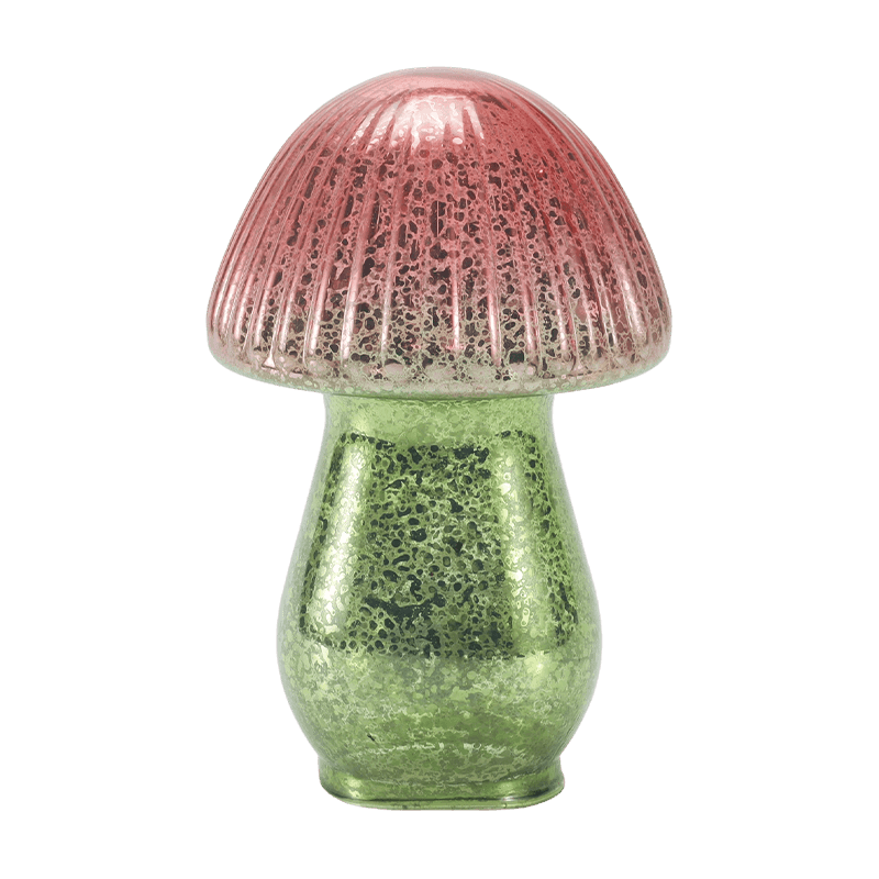 เครื่องประดับเห็ดแก้วปรอทยางไล่ระดับสีแดง-เขียวพร้อมการตกแต่ง LED