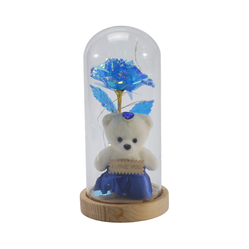 Galaxy Rose Glass Cloche Light (มี/ไม่มีตุ๊กตาหมี หลายสี)