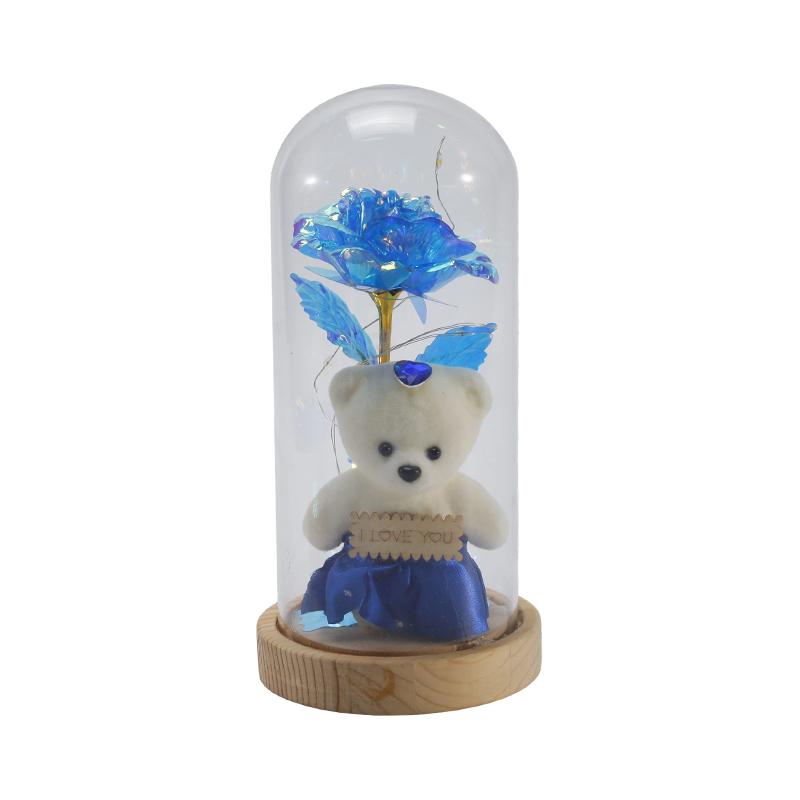Galaxy Rose Glass Cloche Light (มี/ไม่มีตุ๊กตาหมี หลายสี)