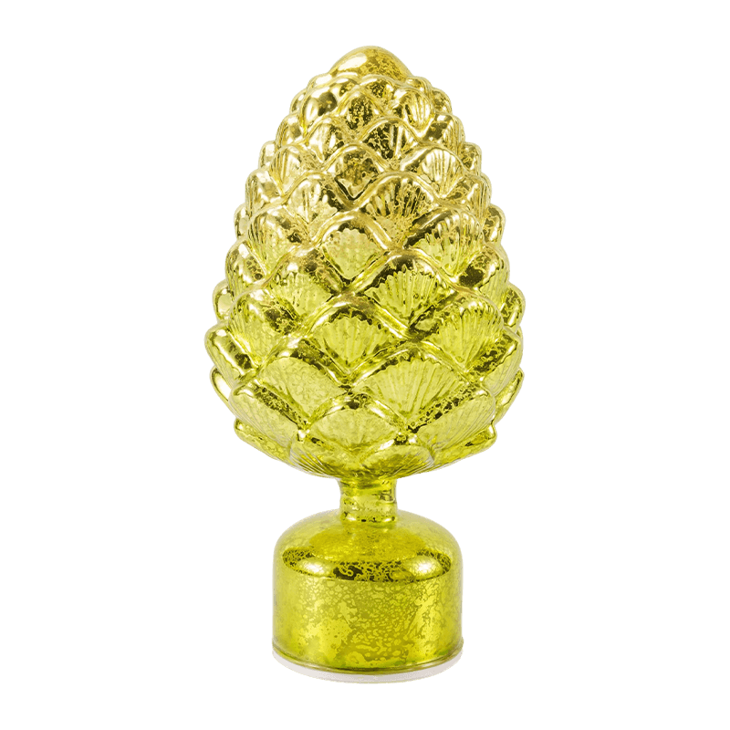 เทียนแก้วปรอทวินเทจและตุ๊กตาไพน์โคน (สีเขียว / ทอง)