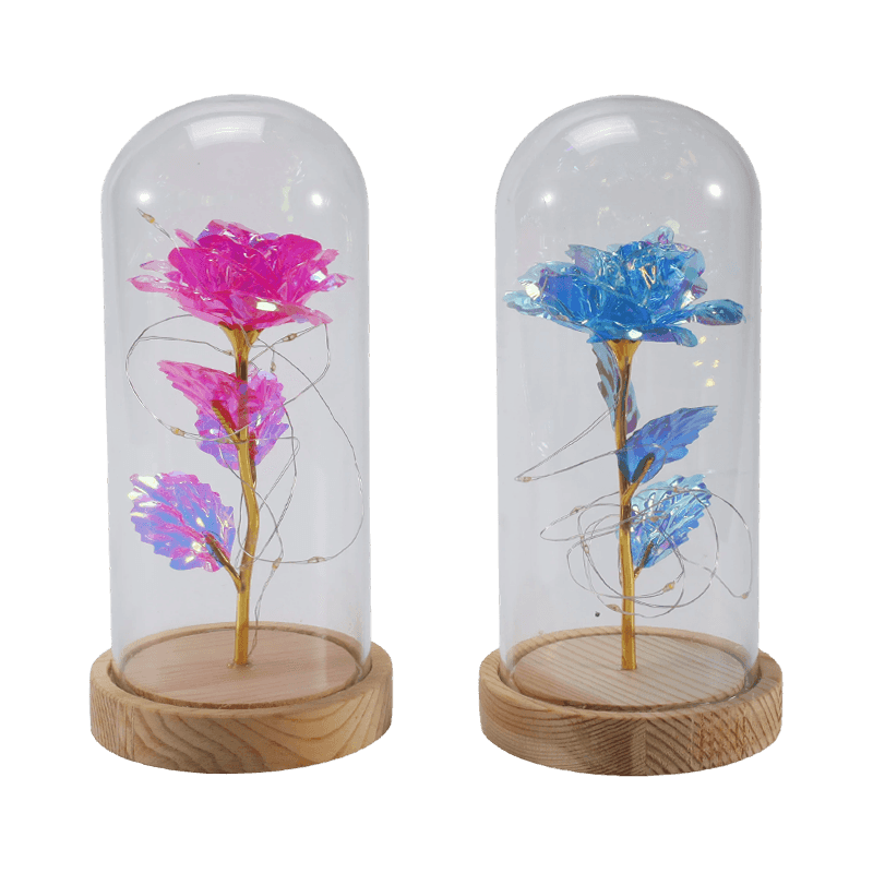 Galaxy Rose Glass Cloche Light (มี/ไม่มีตุ๊กตาหมี หลายสี)