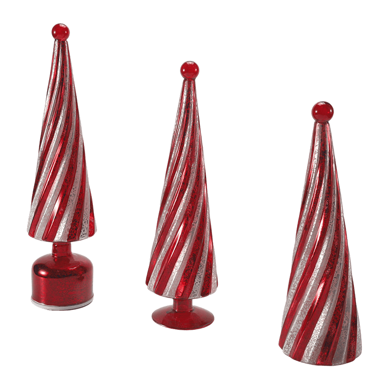 10*20 ซม. และ 10*25 ซม. และ 10*30 ซม. แก้วปรอทวินเทจ Swirl ต้นคริสต์มาส