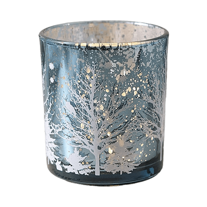 8*9 ซม.Electroplated แกะสลักเชิงเทียนแก้วถ้วยตกแต่งเทศกาล Edition