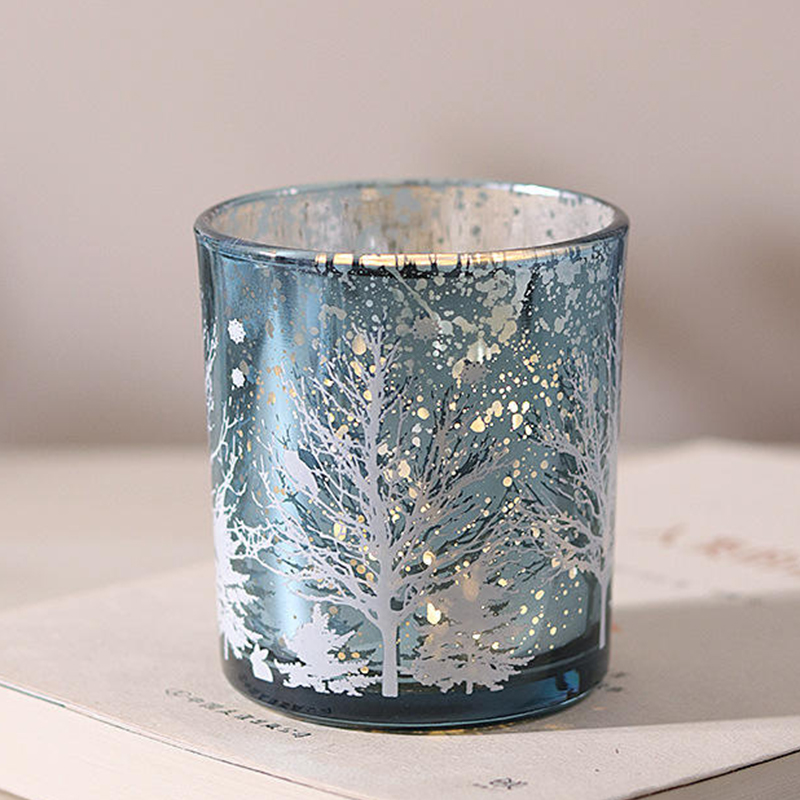 8*9 ซม.Electroplated แกะสลักเชิงเทียนแก้วถ้วยตกแต่งเทศกาล Edition