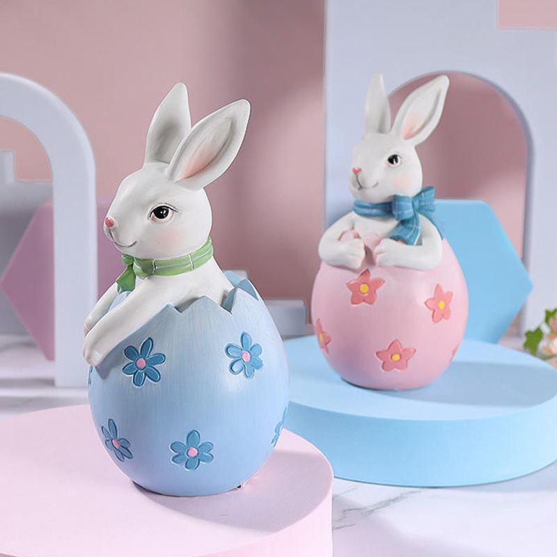 8*16 ซม.เรซิ่น Easter Bunny Figurine ตกแต่งชุด