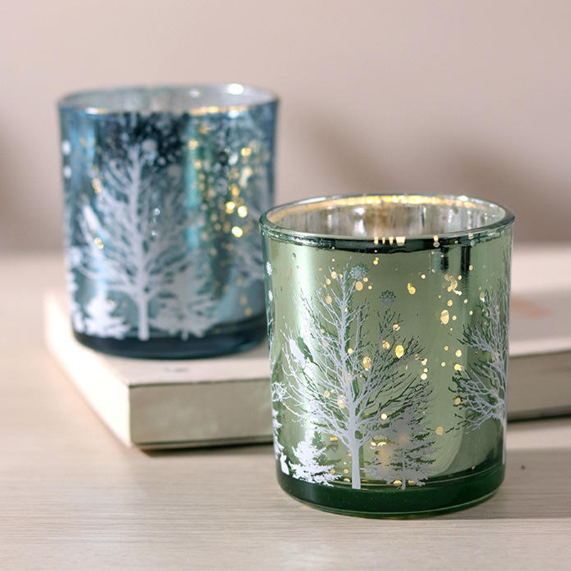 8*9 ซม.Electroplated แกะสลักเชิงเทียนแก้วถ้วยตกแต่งเทศกาล Edition