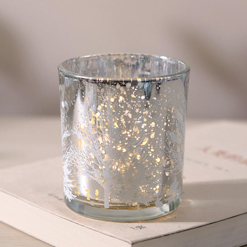 8*9 ซม.Electroplated แกะสลักเชิงเทียนแก้วถ้วยตกแต่งเทศกาล Edition