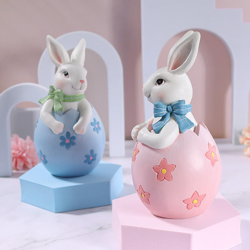 8*16 ซม.เรซิ่น Easter Bunny Figurine ตกแต่งชุด
