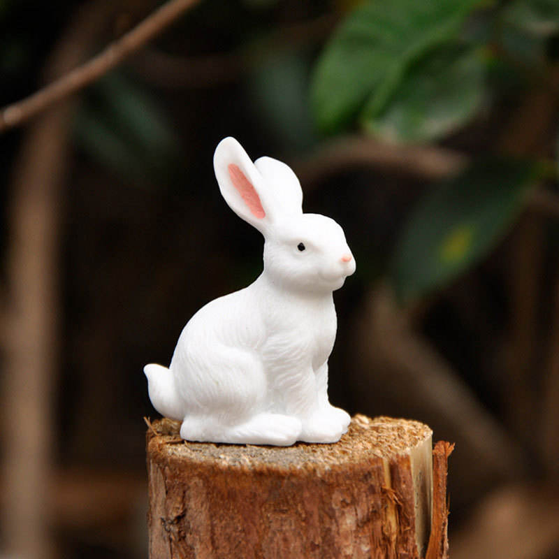 8cm Resin Easter Bunny Figurine Decor Set