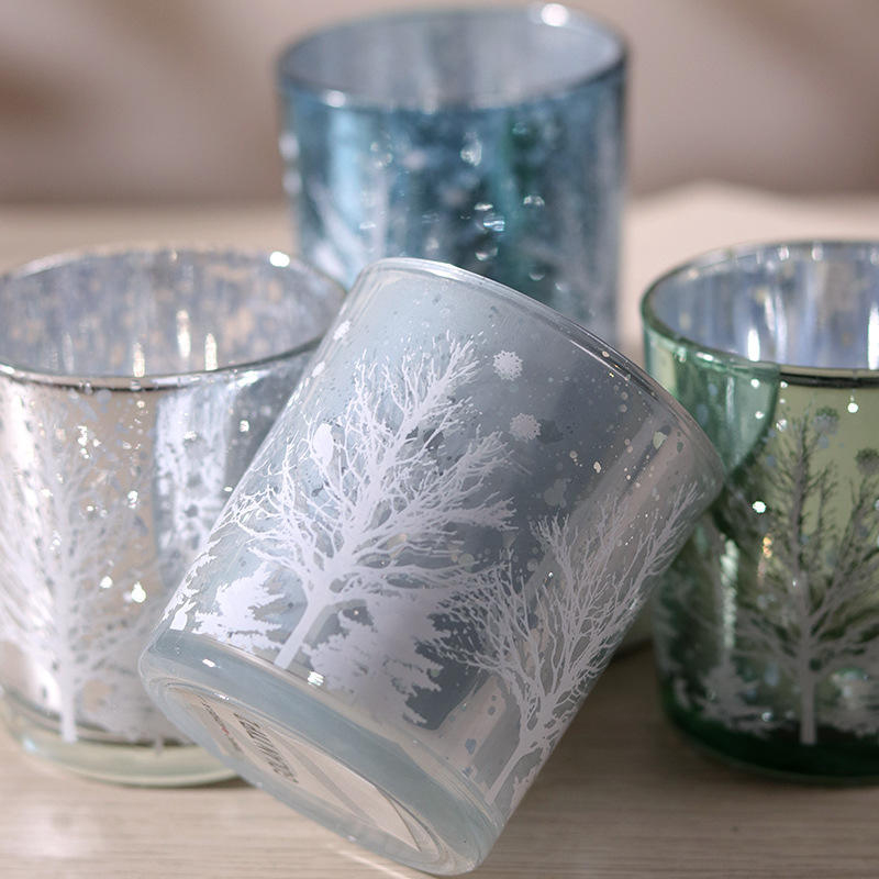 8*9 ซม.Electroplated แกะสลักเชิงเทียนแก้วถ้วยตกแต่งเทศกาล Edition