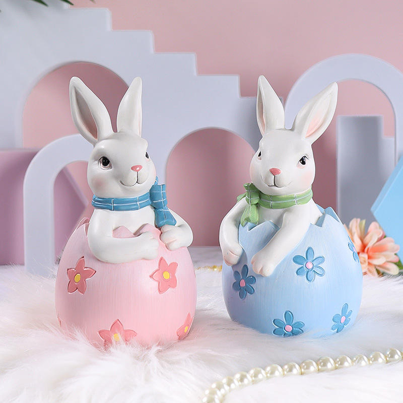 8*16 ซม.เรซิ่น Easter Bunny Figurine ตกแต่งชุด
