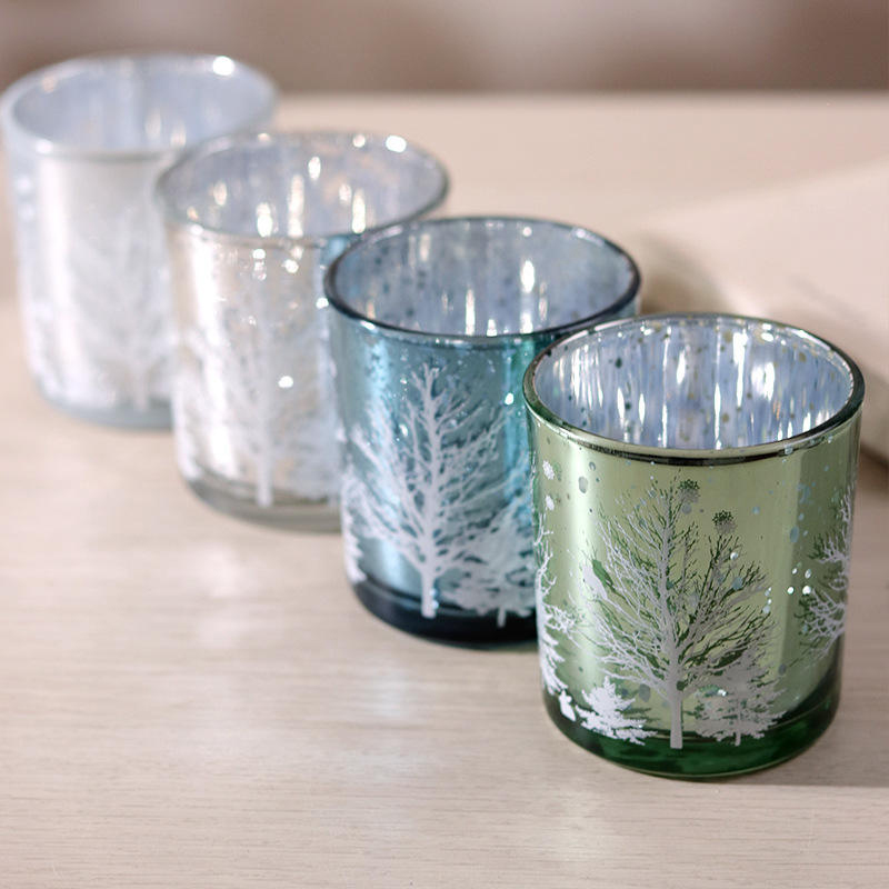 8*9 ซม.Electroplated แกะสลักเชิงเทียนแก้วถ้วยตกแต่งเทศกาล Edition