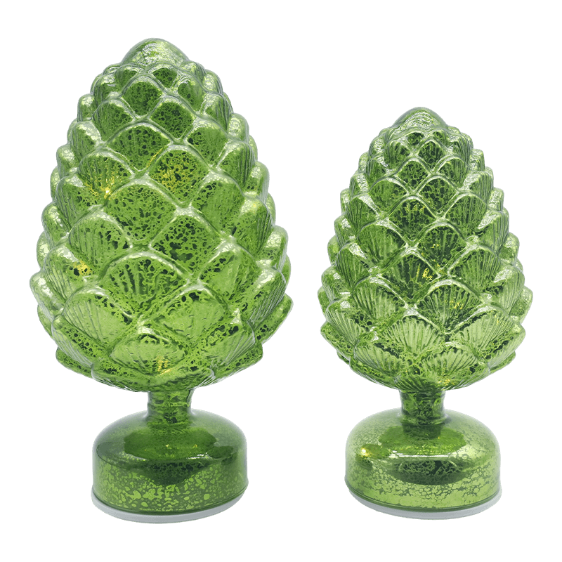 15×28 ซม. และ 11×22 ซม. Pinecone คริสต์มาสกระจกหมุน LED ตกแต่งโต๊ะ