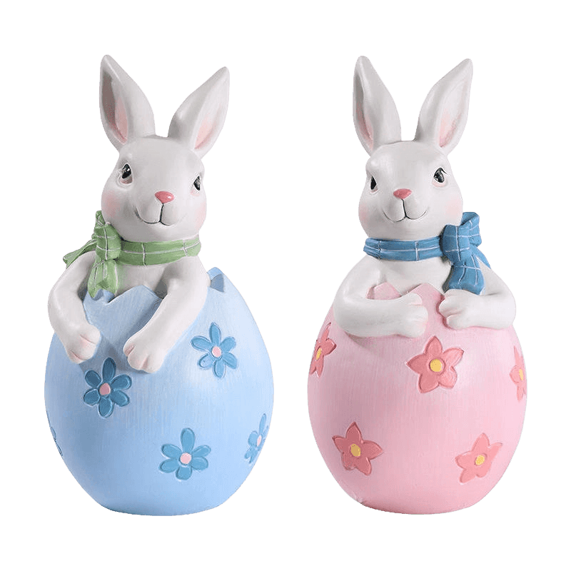 8*16 ซม.เรซิ่น Easter Bunny Figurine ตกแต่งชุด