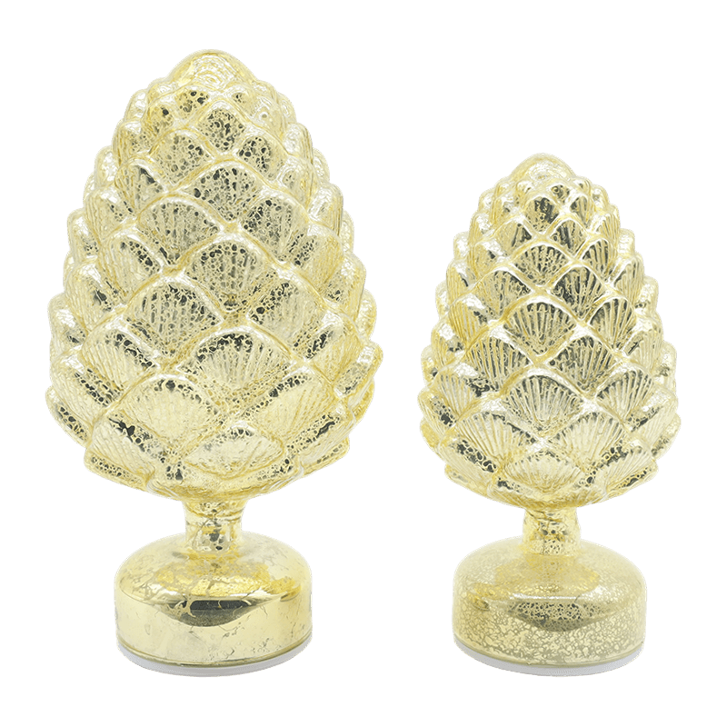 15×28 ซม. และ 11×22 ซม. Pinecone คริสต์มาสกระจกหมุน LED ตกแต่งโต๊ะ